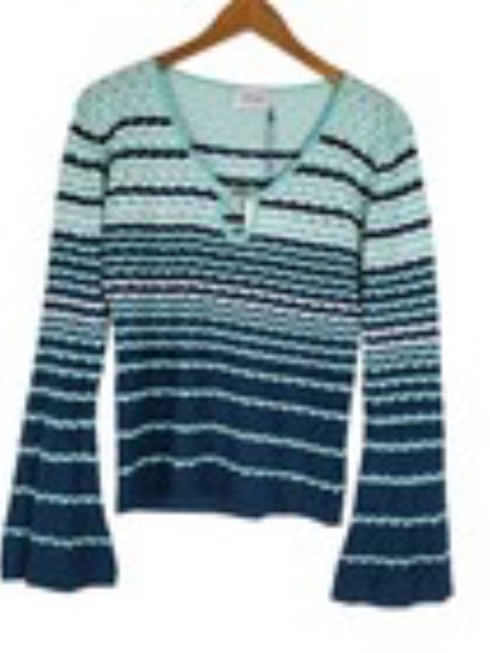 Romy Havana Crochet Knit Top Mint, Navy & White Stripe Keyhole Medium NWT